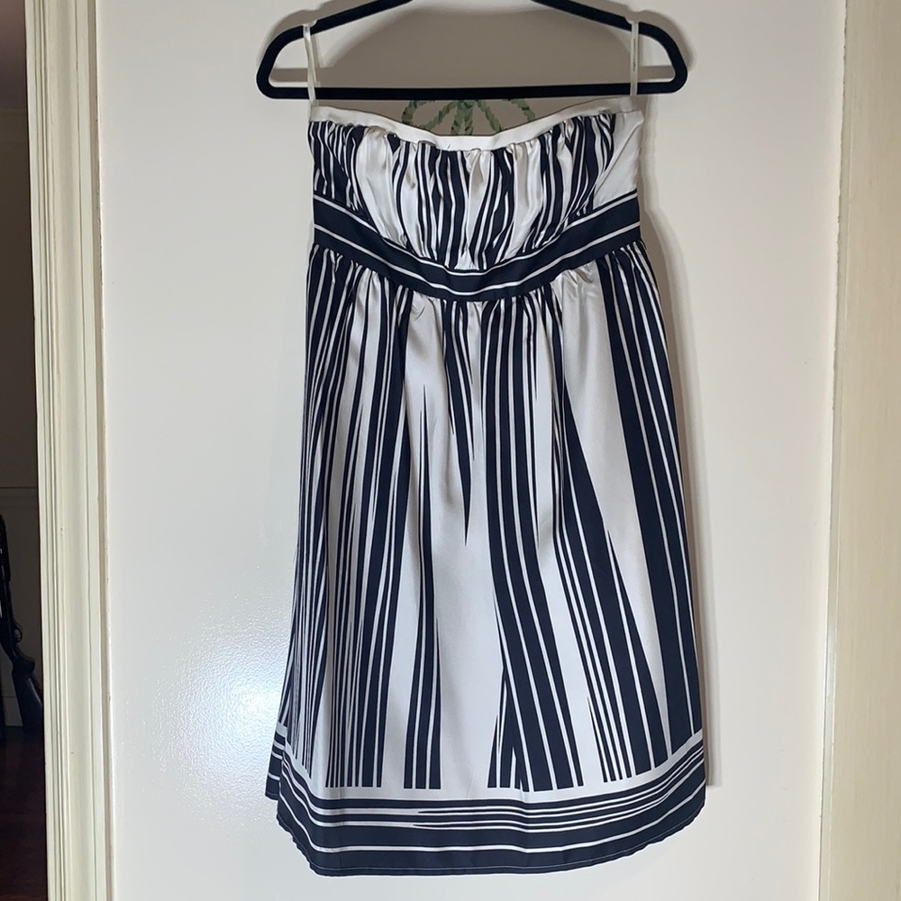 Corey Lynn Calter strapless silk striped dress